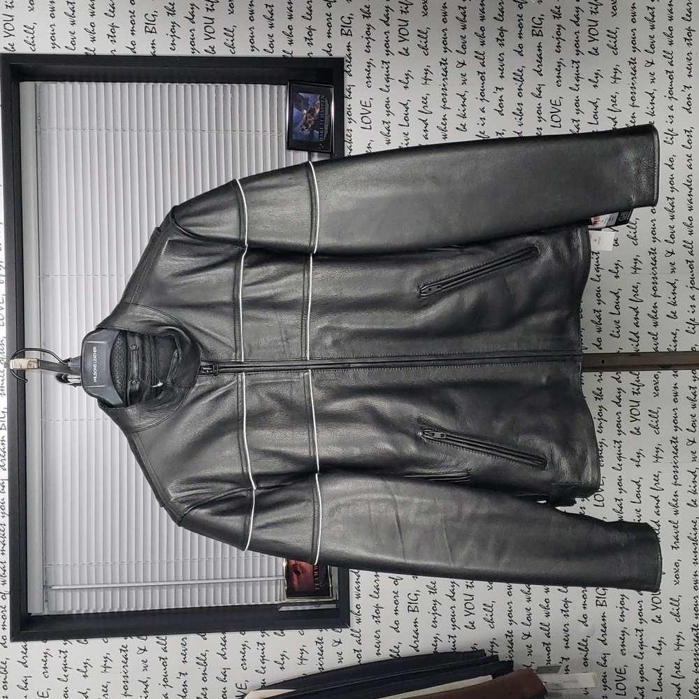 💥NEW💥 Men's Medium Heavy Black Leather Coat